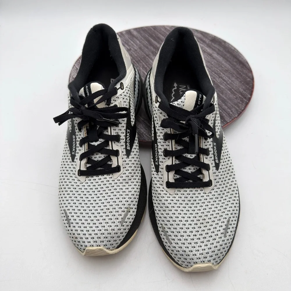 Brooks Running Shoes Mens Size 9 Adrenaline GTS 22 White Black Grey 1103661D135